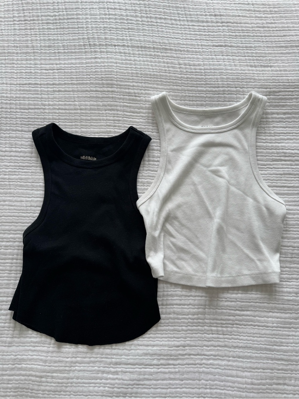 2 pack Wild Fable Ribbed Tank Crop Tops - Black & White